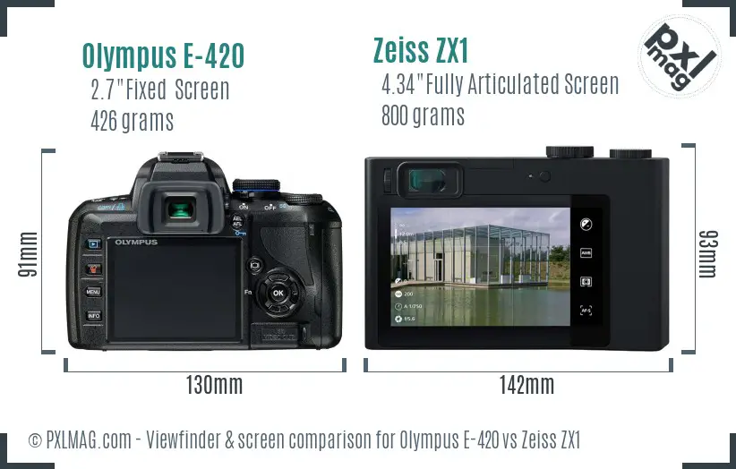 Olympus E-420 vs Zeiss ZX1 Screen and Viewfinder comparison Olympus E-420 vs Zeiss ZX1 Screen and Viewfinder comparison