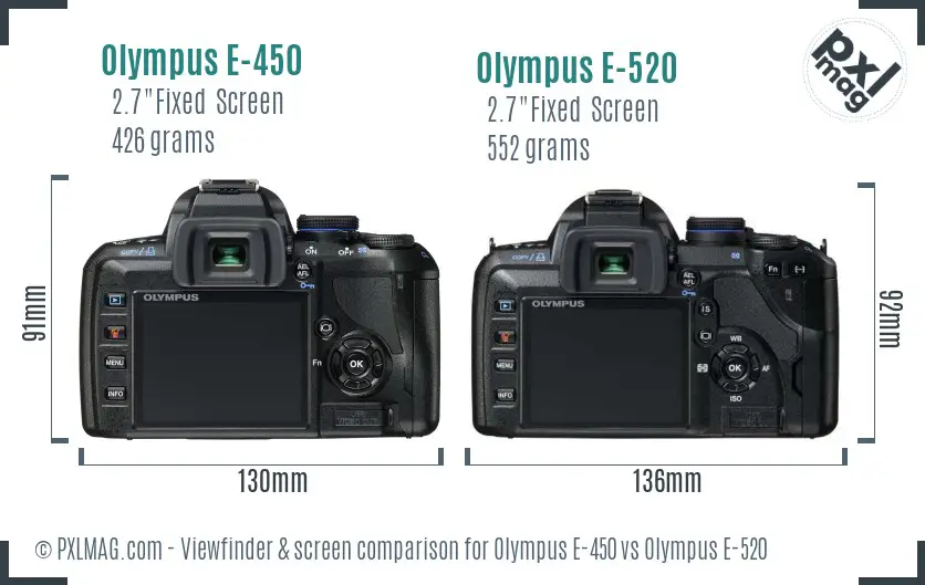 Olympus E-450 vs Olympus E-520 Screen and Viewfinder comparison