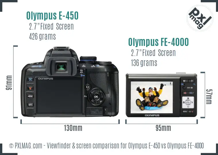 Olympus E-450 vs Olympus FE-4000 Screen and Viewfinder comparison