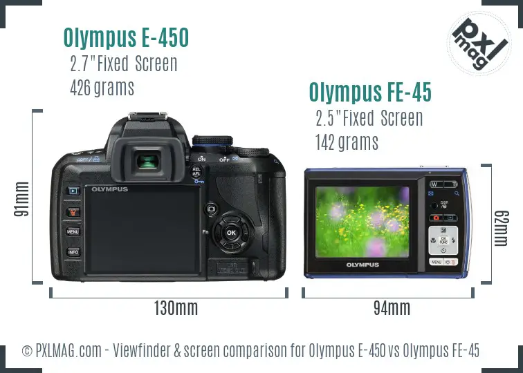 Olympus E-450 vs Olympus FE-45 Screen and Viewfinder comparison