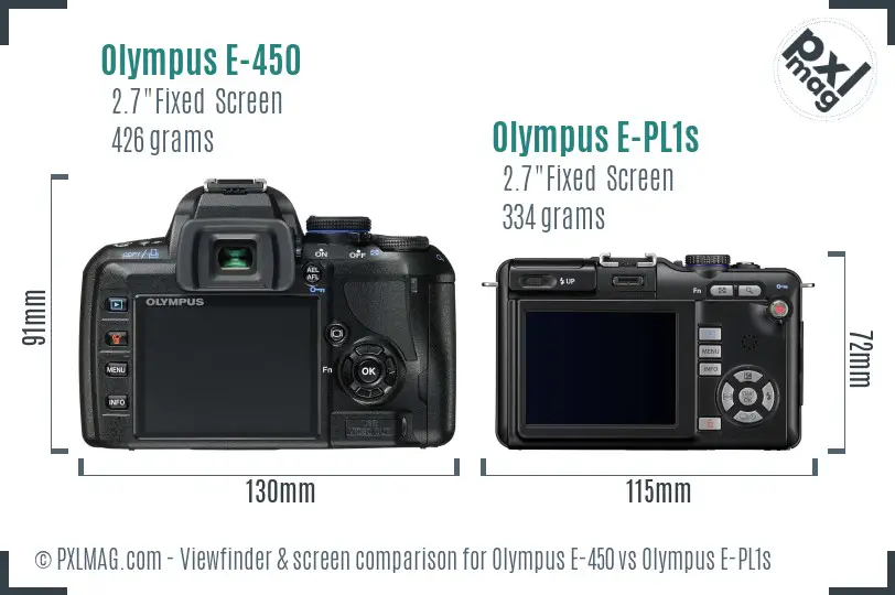 Olympus E-450 vs Olympus E-PL1s Screen and Viewfinder comparison