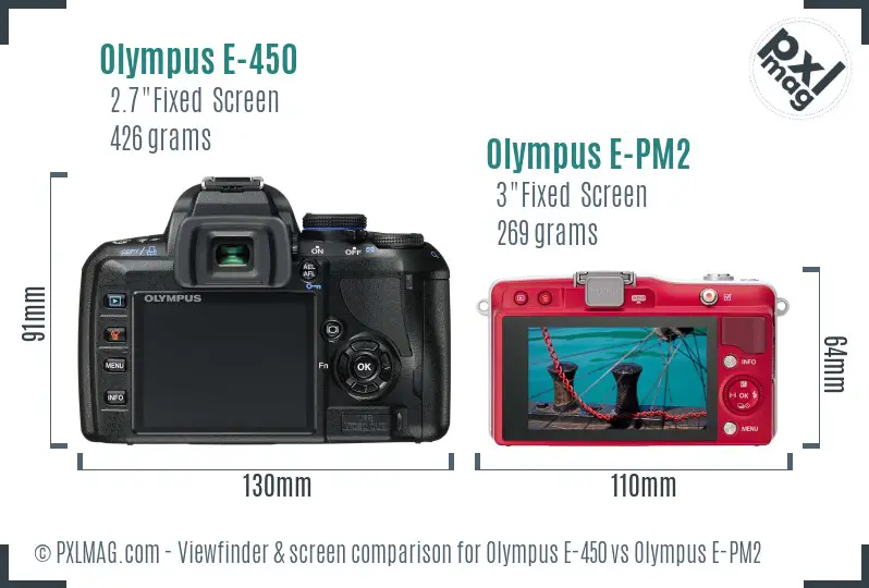 Olympus E-450 vs Olympus E-PM2 Screen and Viewfinder comparison