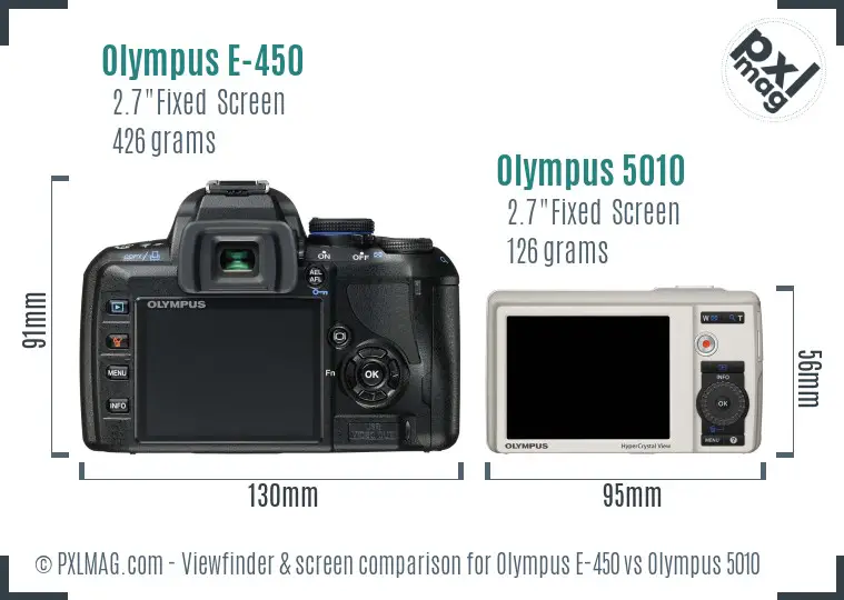 Olympus E-450 vs Olympus 5010 Screen and Viewfinder comparison