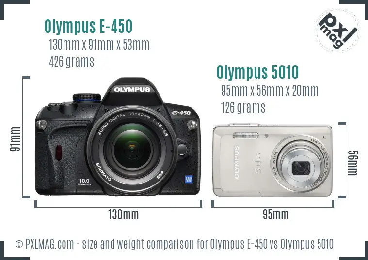 Olympus E-450 vs Olympus 5010 size comparison