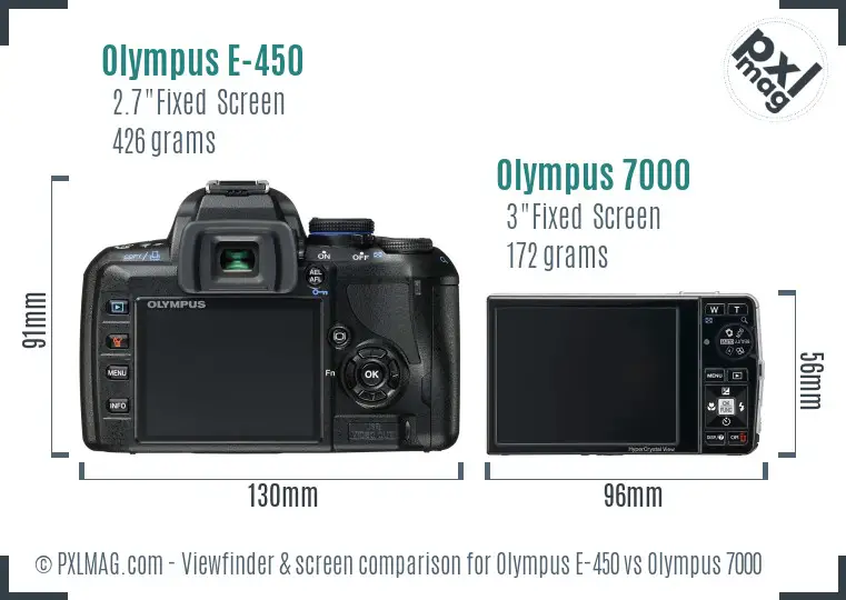 Olympus E-450 vs Olympus 7000 Screen and Viewfinder comparison