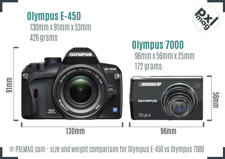 Olympus E-450 vs Olympus 7000 size comparison