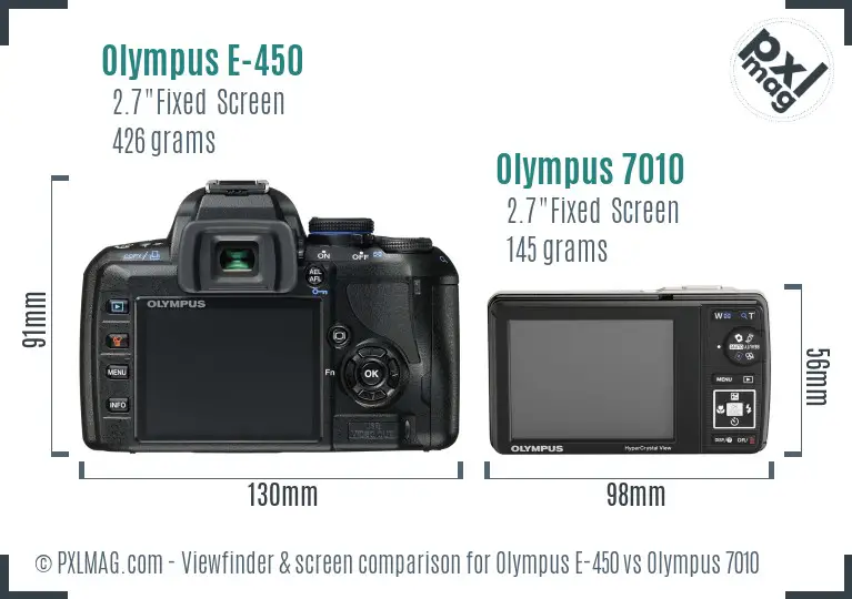 Olympus E-450 vs Olympus 7010 Screen and Viewfinder comparison