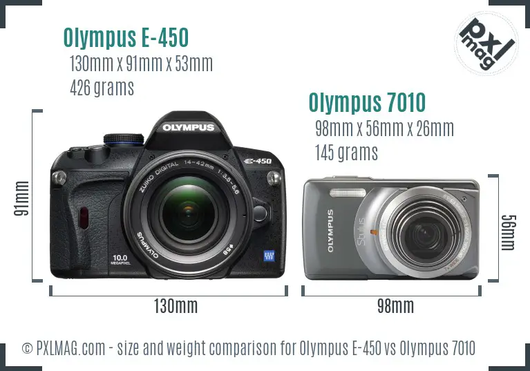 Olympus E-450 vs Olympus 7010 size comparison