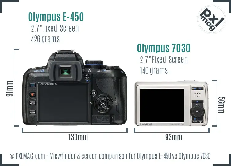 Olympus E-450 vs Olympus 7030 Screen and Viewfinder comparison