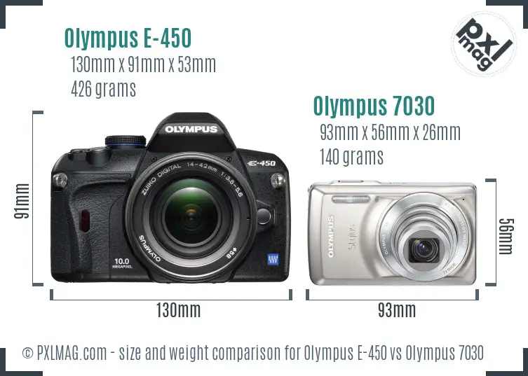 Olympus E-450 vs Olympus 7030 size comparison