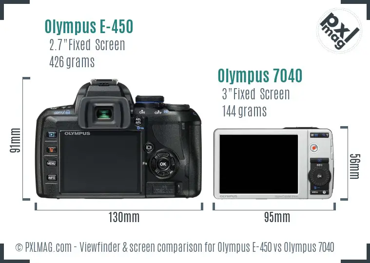 Olympus E-450 vs Olympus 7040 Screen and Viewfinder comparison