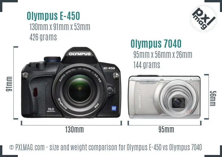 Olympus E-450 vs Olympus 7040 size comparison