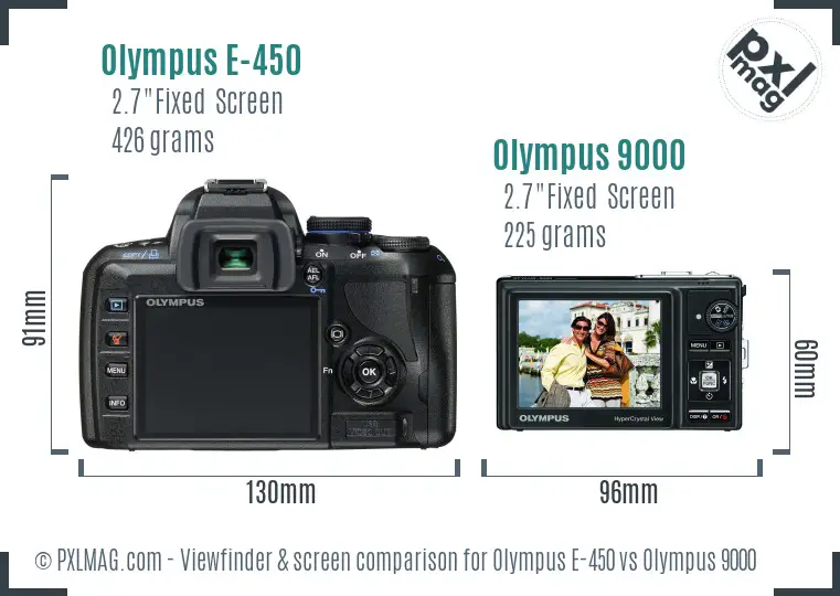 Olympus E-450 vs Olympus 9000 Screen and Viewfinder comparison