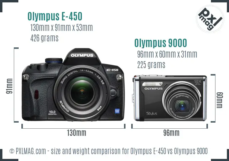Olympus E-450 vs Olympus 9000 size comparison