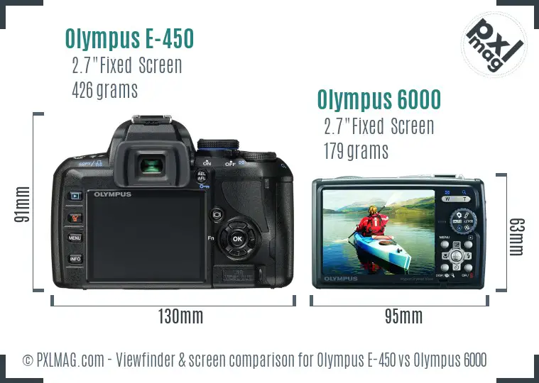 Olympus E-450 vs Olympus 6000 Screen and Viewfinder comparison