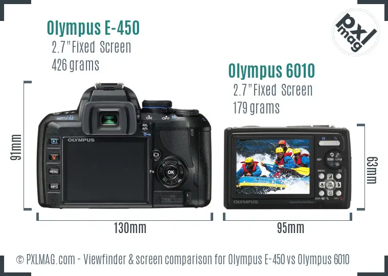 Olympus E-450 vs Olympus 6010 Screen and Viewfinder comparison