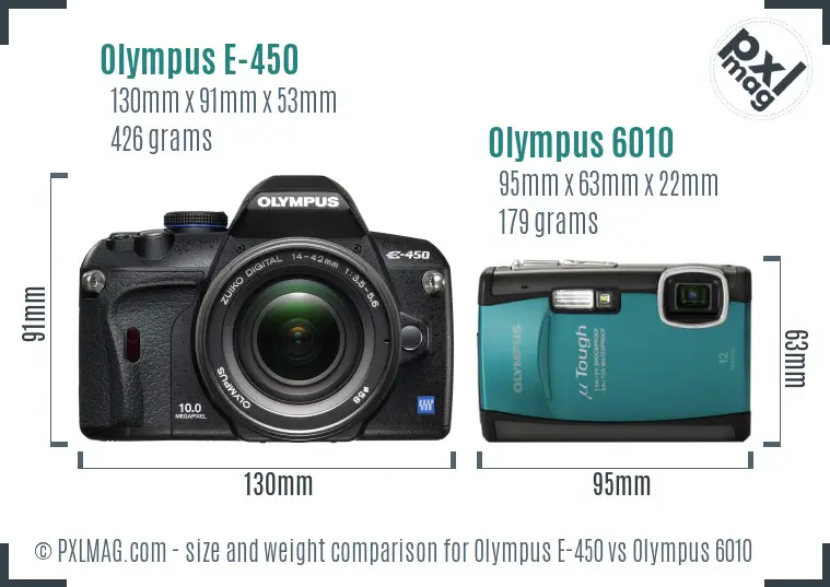 Olympus E-450 vs Olympus 6010 size comparison