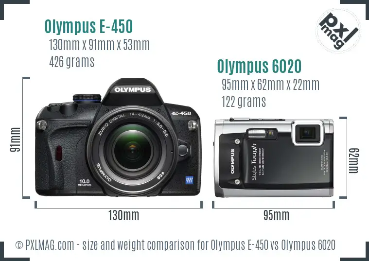 Olympus E-450 vs Olympus 6020 size comparison