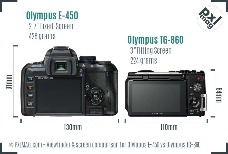 Olympus E-450 vs Olympus TG-860 Screen and Viewfinder comparison
