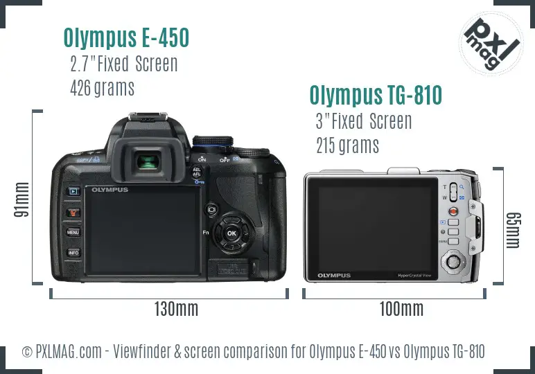 Olympus E-450 vs Olympus TG-810 Screen and Viewfinder comparison