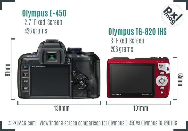 Olympus E-450 vs Olympus TG-820 iHS Screen and Viewfinder comparison