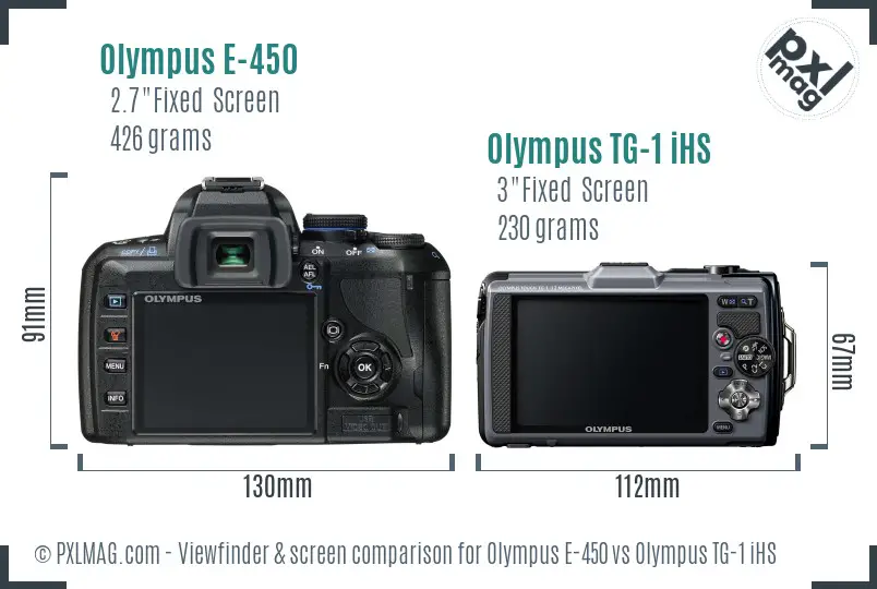 Olympus E-450 vs Olympus TG-1 iHS Screen and Viewfinder comparison