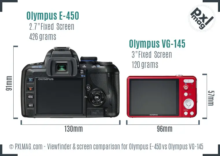 Olympus E-450 vs Olympus VG-145 Screen and Viewfinder comparison