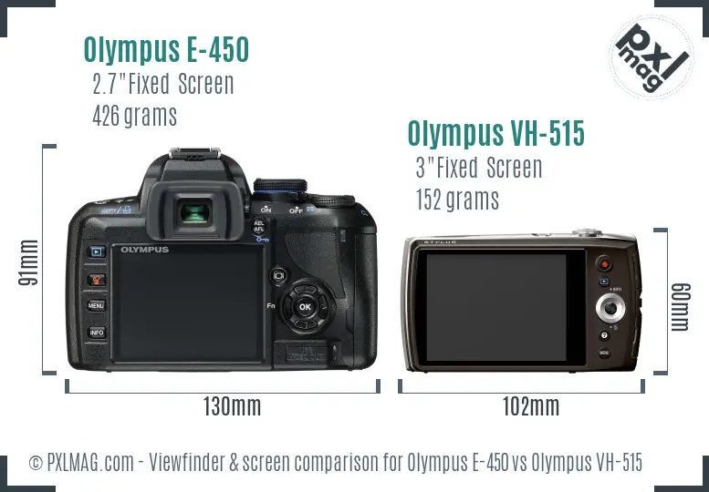 Olympus E-450 vs Olympus VH-515 Screen and Viewfinder comparison