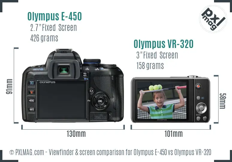 Olympus E-450 vs Olympus VR-320 Screen and Viewfinder comparison