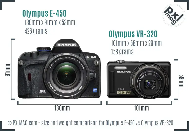 Olympus E-450 vs Olympus VR-320 size comparison