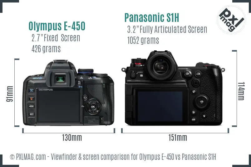 Olympus E-450 vs Panasonic S1H Screen and Viewfinder comparison