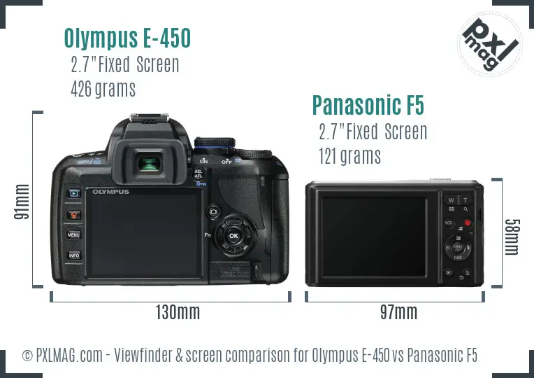 Olympus E-450 vs Panasonic F5 Screen and Viewfinder comparison