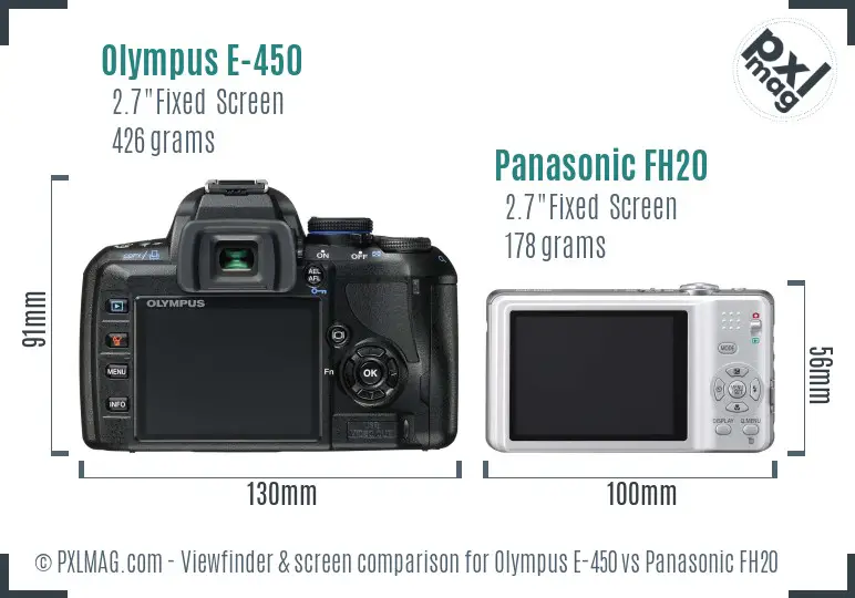 Olympus E-450 vs Panasonic FH20 Screen and Viewfinder comparison