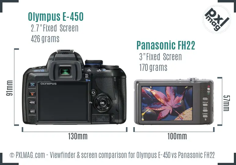 Olympus E-450 vs Panasonic FH22 Screen and Viewfinder comparison