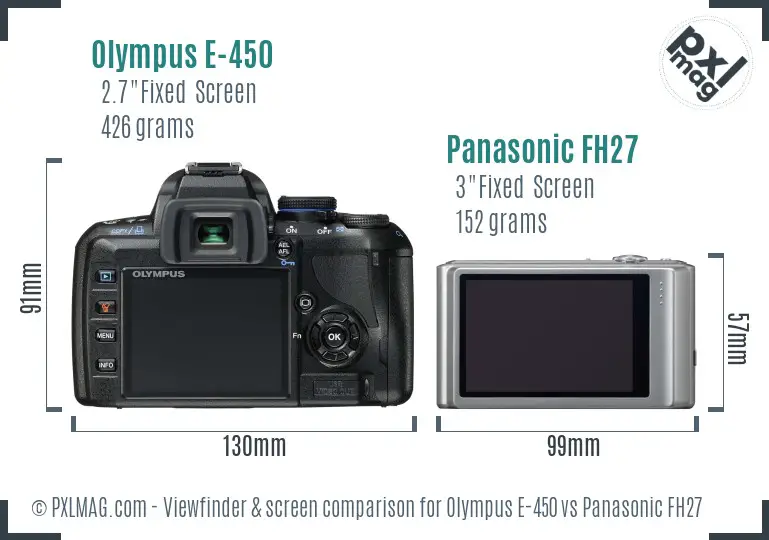 Olympus E-450 vs Panasonic FH27 Screen and Viewfinder comparison