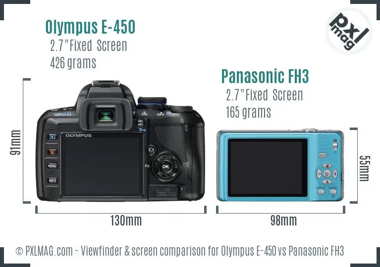 Olympus E-450 vs Panasonic FH3 Screen and Viewfinder comparison