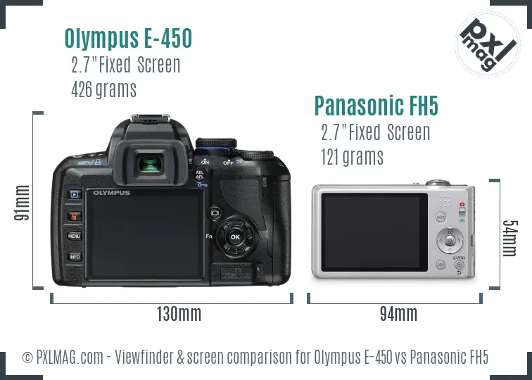 Olympus E-450 vs Panasonic FH5 Screen and Viewfinder comparison
