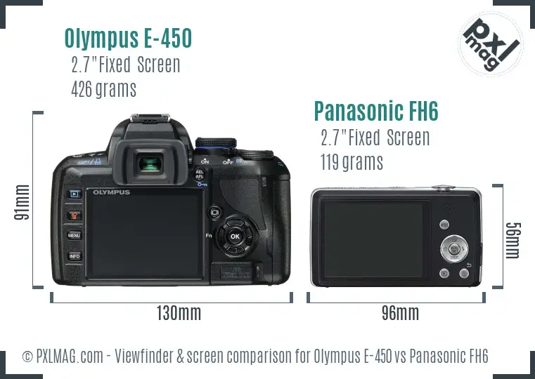 Olympus E-450 vs Panasonic FH6 Screen and Viewfinder comparison