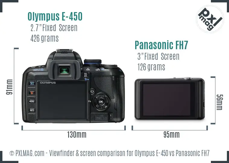 Olympus E-450 vs Panasonic FH7 Screen and Viewfinder comparison
