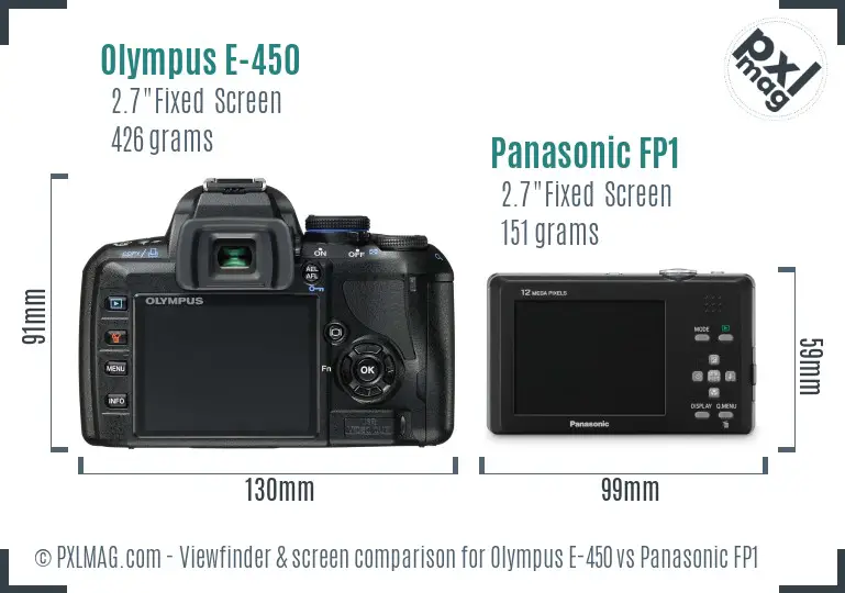 Olympus E-450 vs Panasonic FP1 Screen and Viewfinder comparison