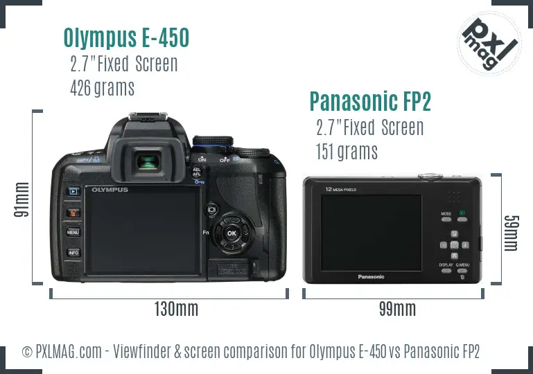 Olympus E-450 vs Panasonic FP2 Screen and Viewfinder comparison