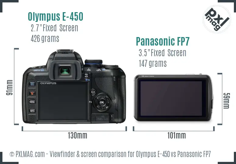 Olympus E-450 vs Panasonic FP7 Screen and Viewfinder comparison