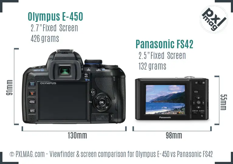 Olympus E-450 vs Panasonic FS42 Screen and Viewfinder comparison