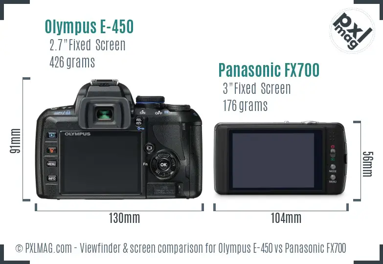 Olympus E-450 vs Panasonic FX700 Screen and Viewfinder comparison
