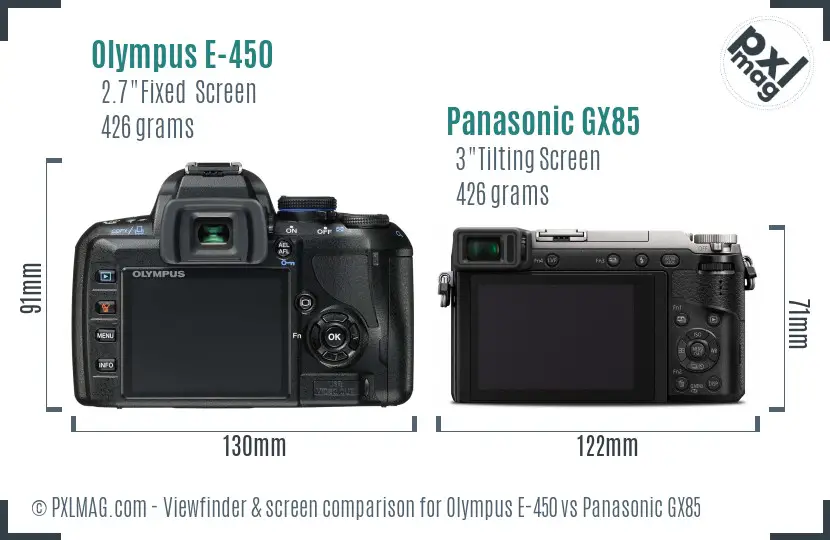 Olympus E-450 vs Panasonic GX85 Screen and Viewfinder comparison