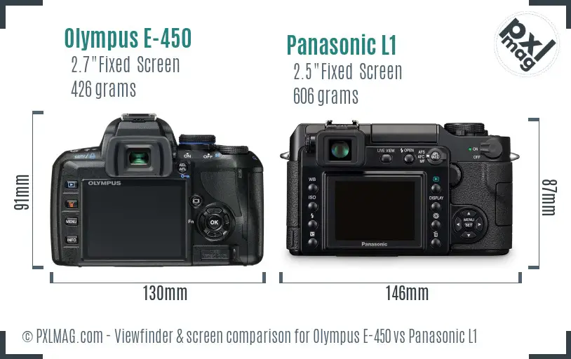 Olympus E-450 vs Panasonic L1 Screen and Viewfinder comparison