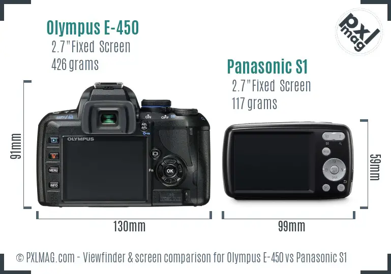 Olympus E-450 vs Panasonic S1 Screen and Viewfinder comparison