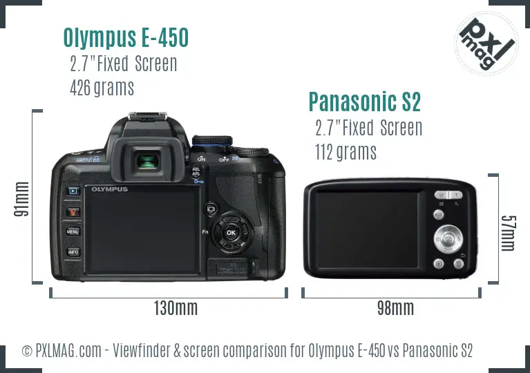 Olympus E-450 vs Panasonic S2 Screen and Viewfinder comparison