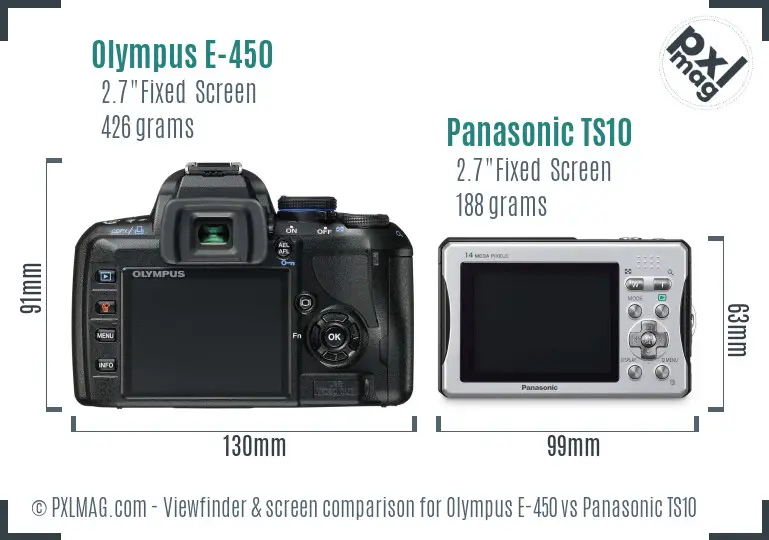 Olympus E-450 vs Panasonic TS10 Screen and Viewfinder comparison