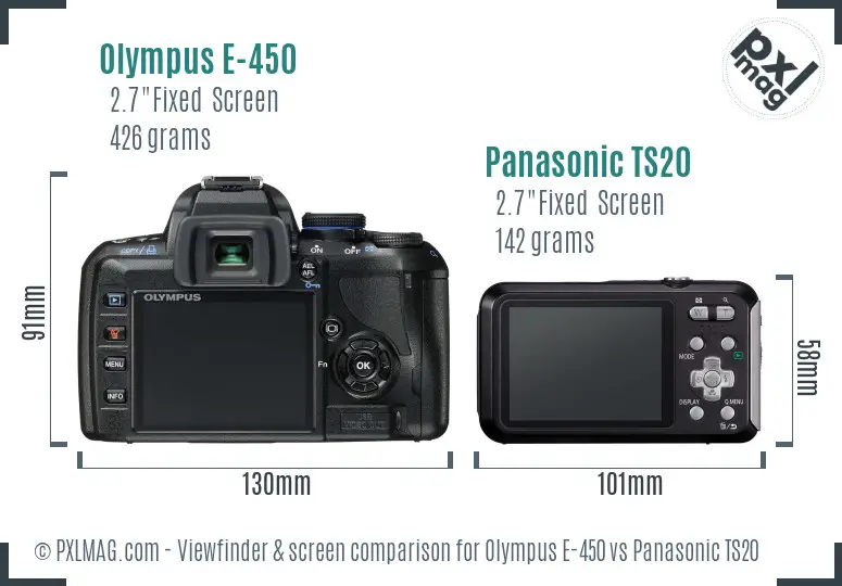 Olympus E-450 vs Panasonic TS20 Screen and Viewfinder comparison